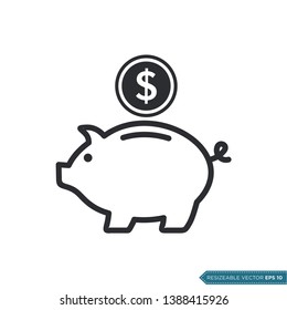 Piggy bank Icon Vector Template Flat Design