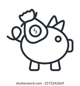 Piggy bank icon. vector.Editable stroke.linear style sign for use web design,logo.Symbol illustration.