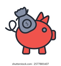 Piggy bank icon. vector.Editable stroke.linear style sign for use web design,logo.Symbol illustration.