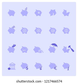 Piggy bank icons, banking and saving icon set