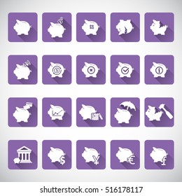 Piggy bank icons, banking and saving icon set
Editable vector icons for video, mobile apps, Web sites and print projects.
EPS10 vector.