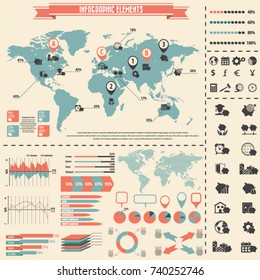 Piggy bank icons, banking and saving icon set and infographics elements