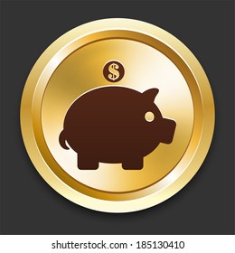 Piggy Bank Icons on Gold Button Collection