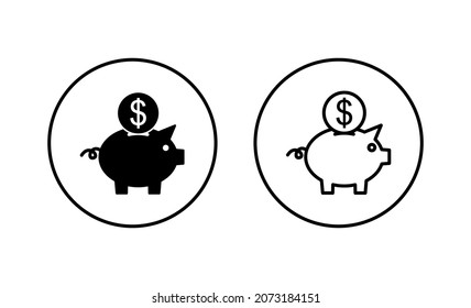 Piggy bank icons set. piggy money sign and symbol