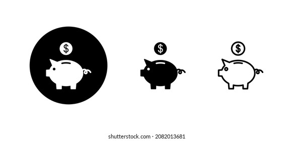 Piggy bank icons set. piggy money sign and symbol