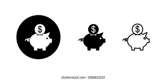 Piggy bank icons set. piggy money sign and symbol