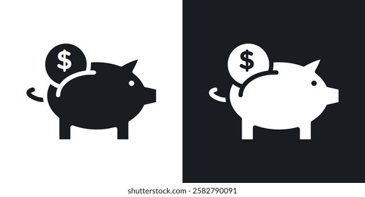 Piggy bank icons set vectors black and colored style