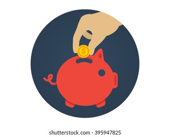 Piggy bank Illustration - Flat Icon