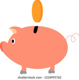 Piggy bank, illustration, vector on white background.