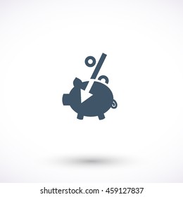 Piggy bank with interest vector icon. Graphic symbol for web design, logo. Isolated sign on a white background.