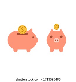 Piggy bank isolated flat illustration