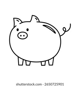 Piggy bank isolado em um fundo branco. Ilustração à mão desenhada de vetor em estilo doodle. Perfeito para logotipo, vários projetos. Poupança, finanças, investimentos.