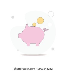 Piggy bank isolated vector flat illustration on white