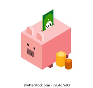 Piggy Bank Isometric Icon