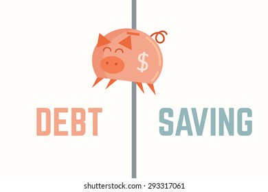 piggy bank jump to debt bankruptcy concept