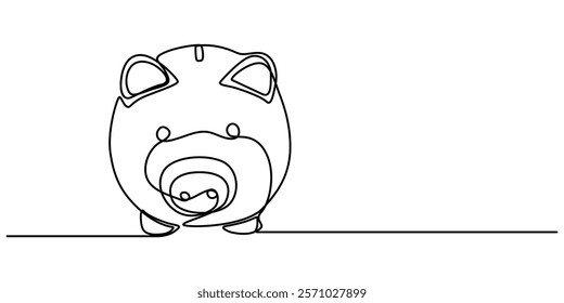 Piggy Bank line art drawing, Piggy bank, savings, pig, bank color, colored one line art. Continuous line drawing of bank, money, finance, financial, payment, data, savings, economic, wealth, pro. 