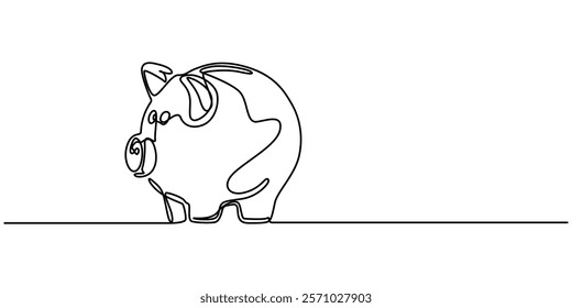 Piggy Bank line art drawing, Piggy bank, savings, pig, bank color, colored one line art. Continuous line drawing of bank, money, finance, financial, payment, data, savings, economic, wealth, pro. 