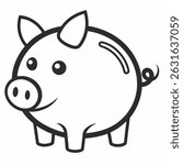 piggy bank line art vector icon