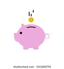 Piggy bank line icon in flat style. Graphic illustration. Money box sign. Pig container symbol or business concept. Deposit logo. For website design, app, ui, ux, infographic. Vector EPS 10