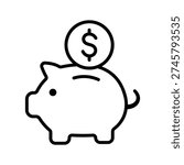 Piggy bank line icon, saving money concept, finance symbol