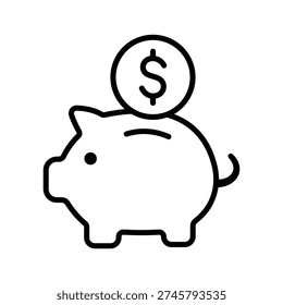 Piggy bank line icon, saving money concept, finance symbol