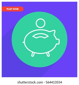 piggy bank line vector icon