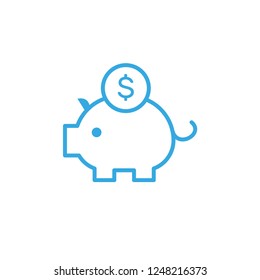 Piggy bank linear vector icon