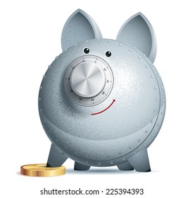 Piggy bank with lock. Eps10. Transparency used. CMYK. Organized by layers. Global colors. Gradients used.