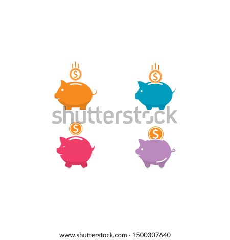 Piggy bank logo vector icon illustration design 
