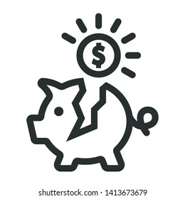 piggy bank - minimal line web icon. simple vector illustration. concept for infographic, website or app.