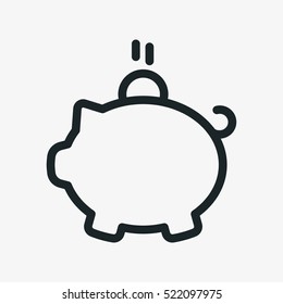 Piggy Bank Minimalistic Flat Line Outline Stroke Icon Pictogram Symbol