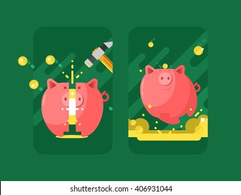 Piggy bank with money