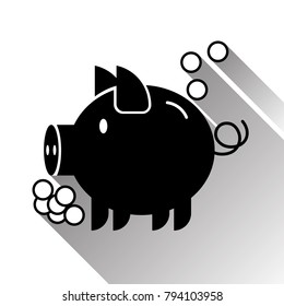 Piggy Bank Money Box Silhouette Black Icon Vector Illustration