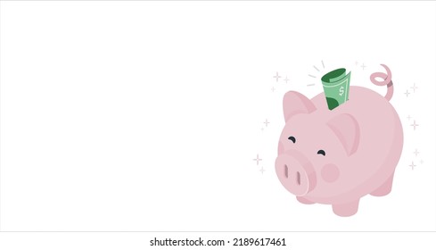 Piggy bank with Money creative business concept. Realistic 3d design. Pink pig keeps gold coins. Keep and accumulate cash savings. Safe finance investment. Financial services. vector illustration.