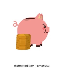 piggy bank and  money icon