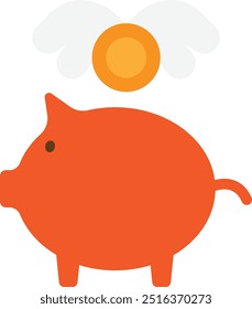 Piggy Bank Money Icon Vector Flat Illustration