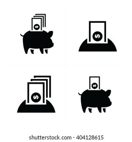 Piggy bank and  money icons