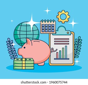 piggy bank and money illustration