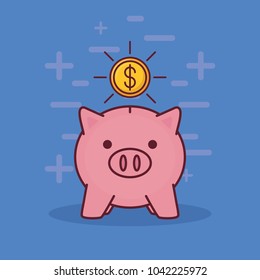 Piggy bank and money related icons