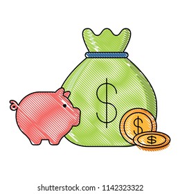 piggy bank and money sack