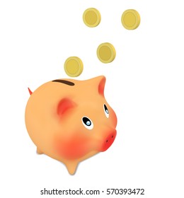 piggy bank and money Vector illustration isolated on white