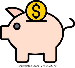 Piggy Bank Novo Design de Ícone de Vetor Criativo