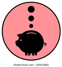 piggy bank on pink button