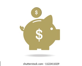 Piggy bank on a white background. And coin vector The concept of saving money for the future, Vector and illustration.