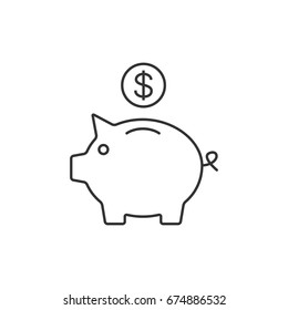 Piggy Bank Outline Icon