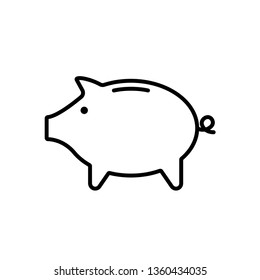 Piggy Bank Outline Icon. Clipart Image Isolated On White Background