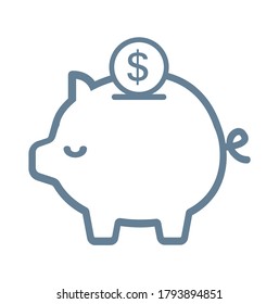 Piggy Bank outline vector icon eps10