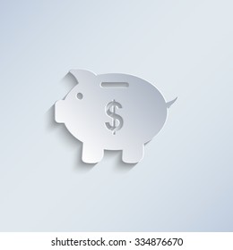 Piggy bank - paper vector icon