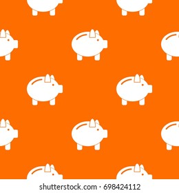 Piggy bank pattern repeat seamless in orange color for any design. Vector geometric illustration
