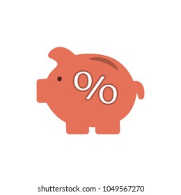 Piggy bank and percent icon.
